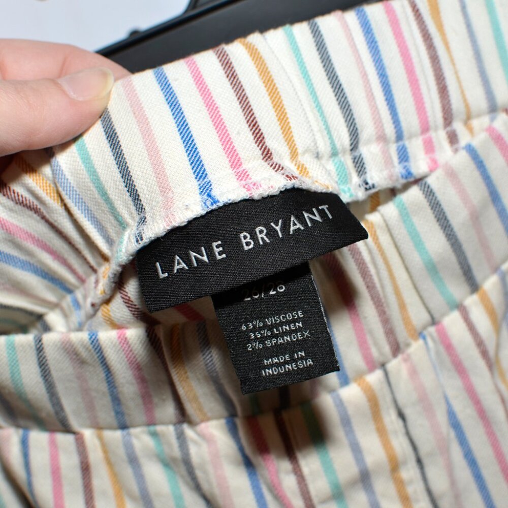 Plus Size Lane Bryant 26/28 Colorful Striped Ruffle Hem Pull-On Midi Skirt - Picture 8 of 14